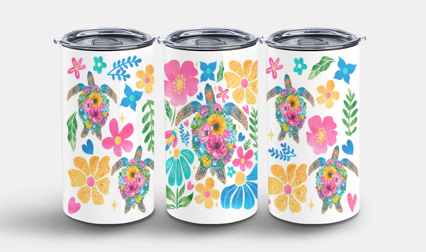 Boho Floral Sea Turtle-10660 - tumbler
