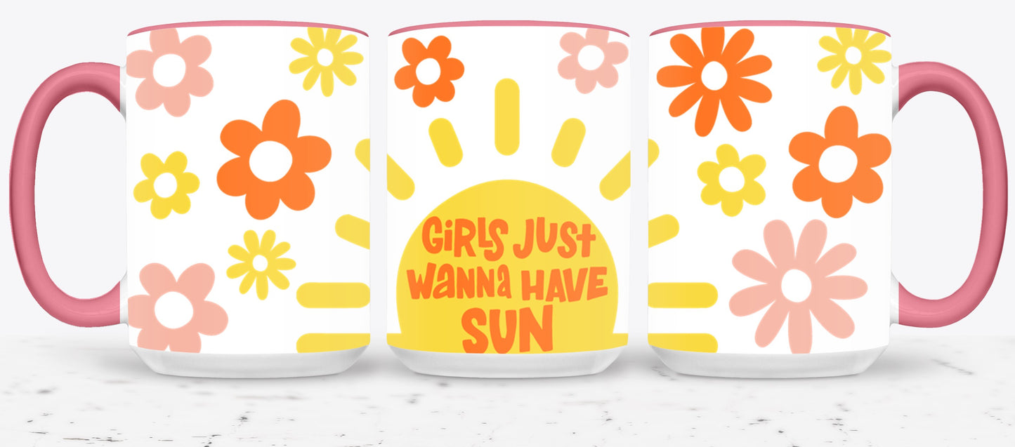 Girls Just Wanna Have Sun Floral-10684 - mugs