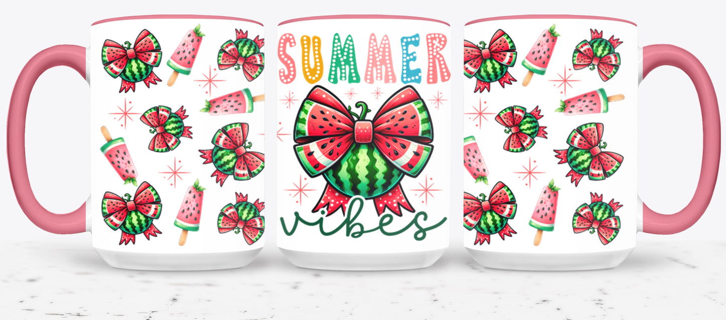 Summer Vibes Watermelon Coquette Bow-10672 - mugs