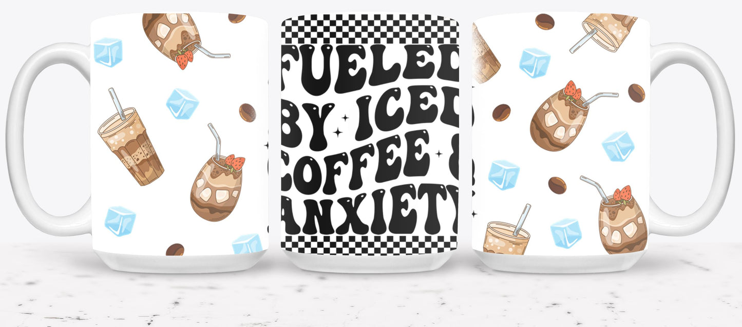 Fueled by Iced Coffee and Anxiety - mugs