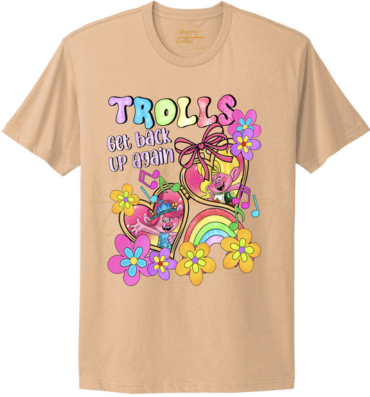 Colorful Flower Party Crew-539 T-shirt - 539-S-Cream, 539-M-Cream, 539-L-Cream, 539-XL-Cream, 539-2XL-Cream, 539-3XL-Cream