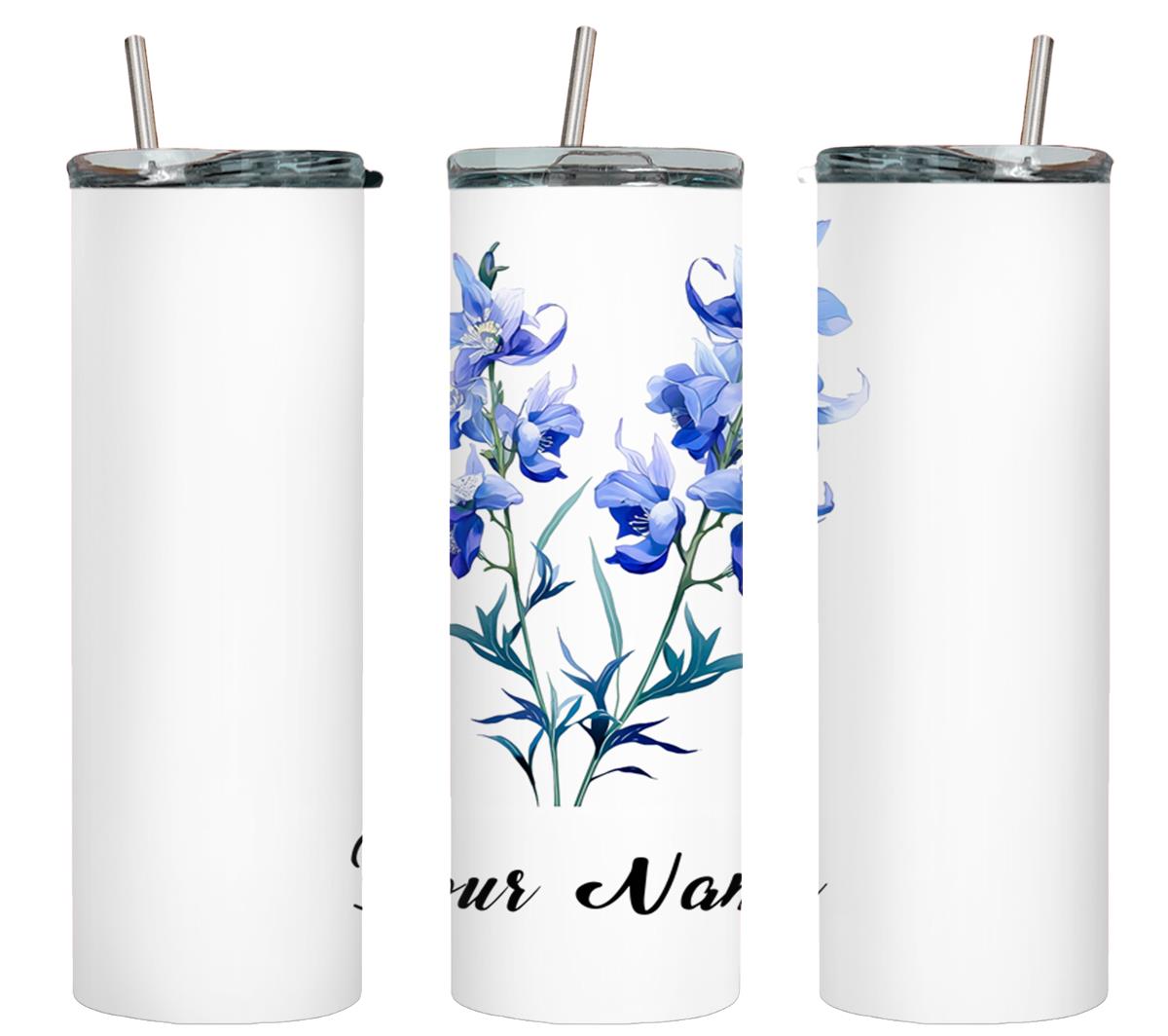 Personalized Birthday July Larkspur - tumbler