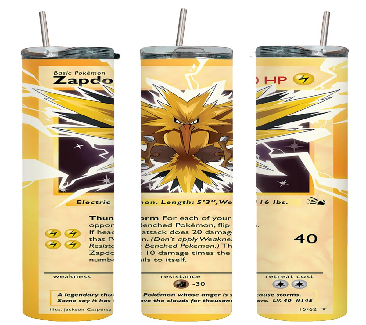 Pokemon Zapdos Card-8051 - tumbler