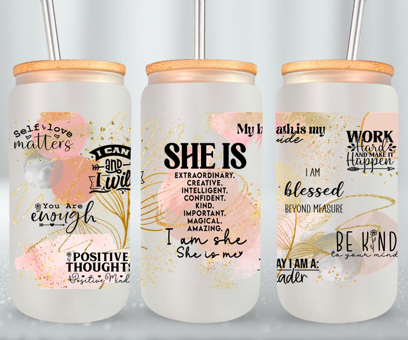 She Is - glass can