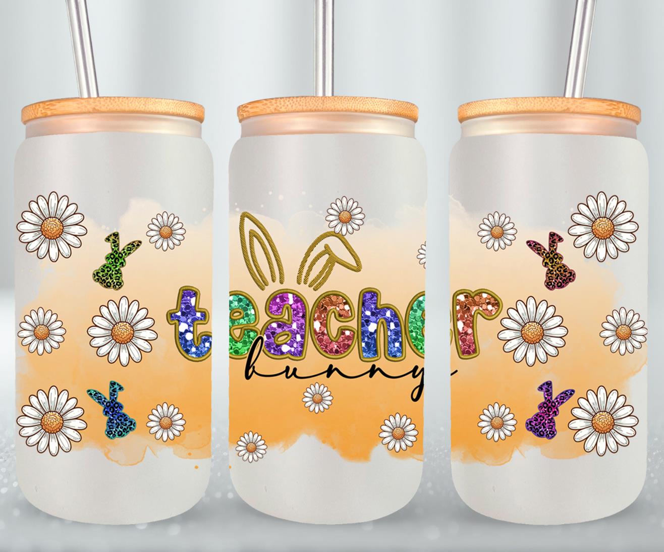 Teacher Bunny-10451 - glass can