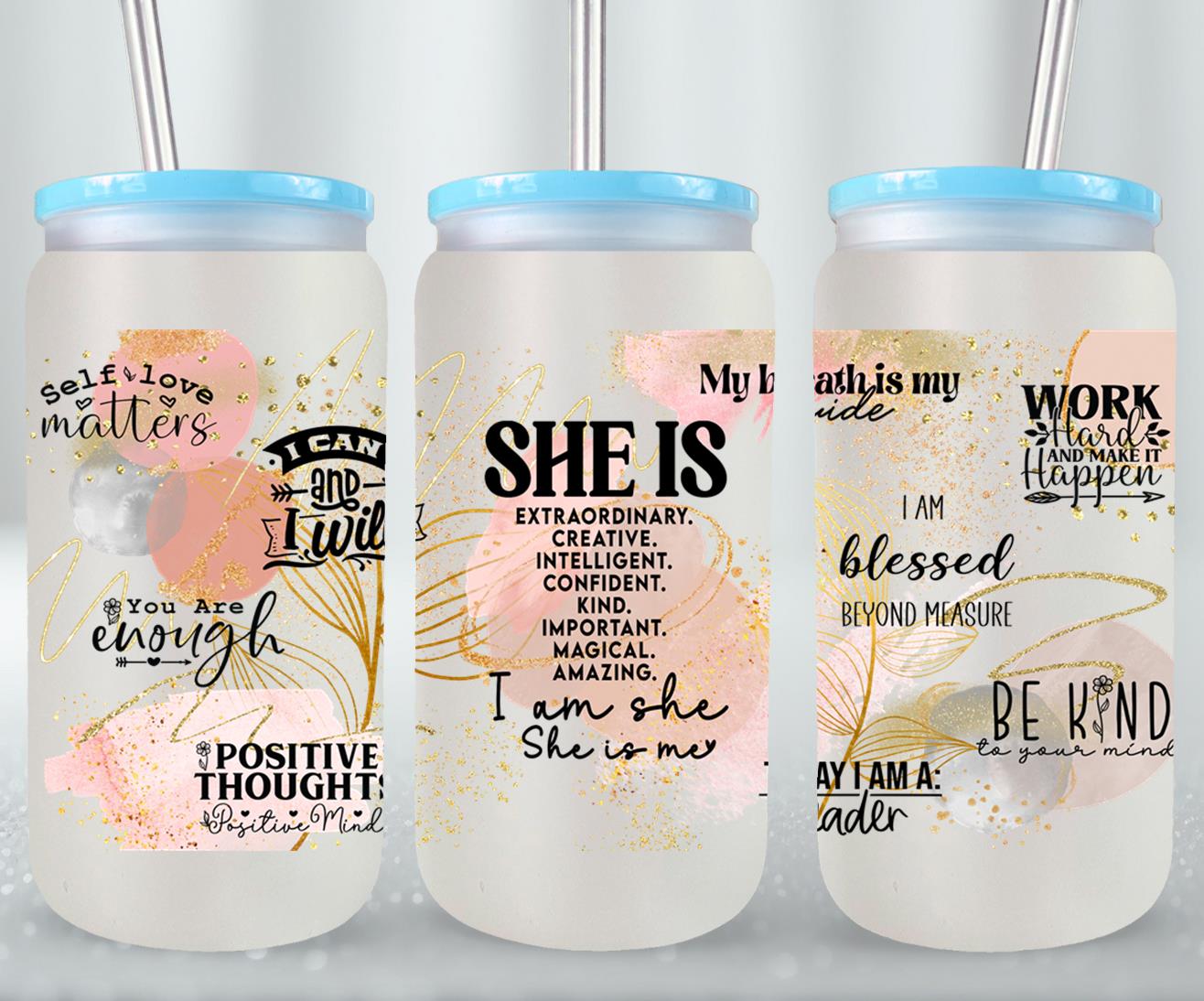 She Is - glass can