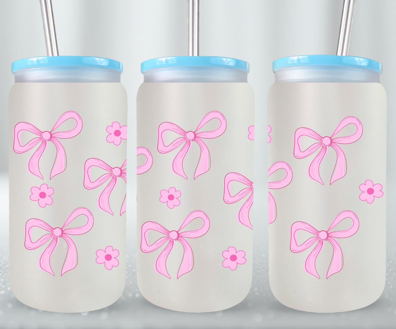 Pink Flower Coquette-10259 - glass can
