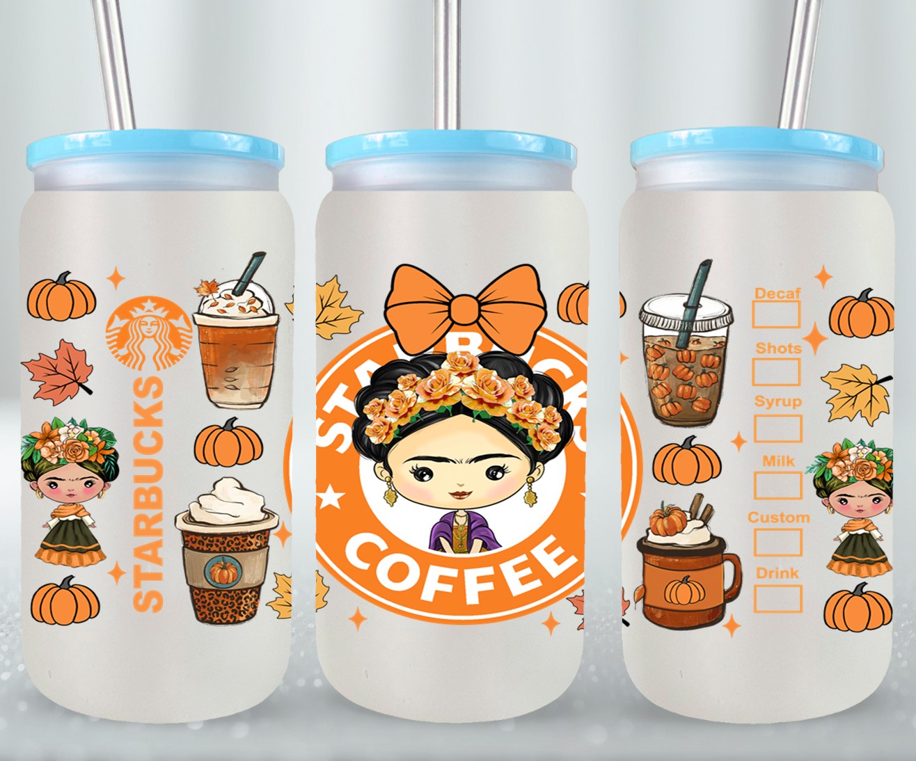 Autumn Mexican Girl - glass can