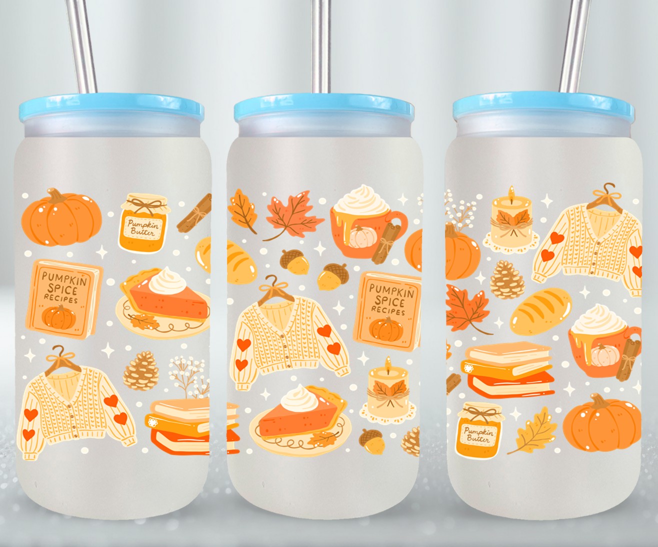 Autumn - glass can