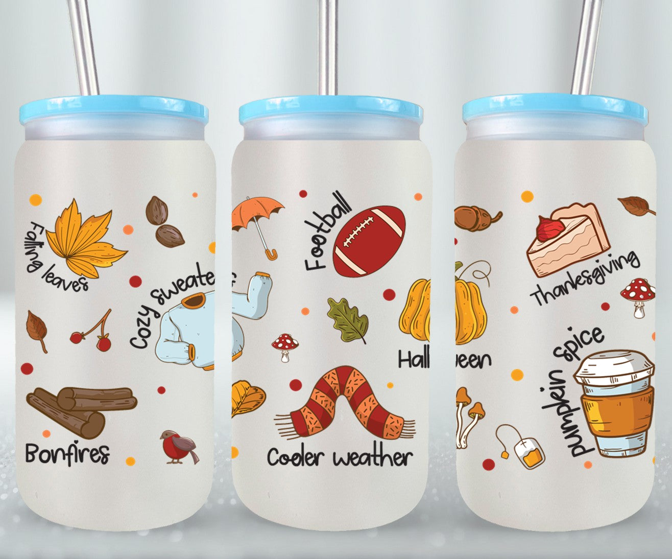 Autumn - glass can