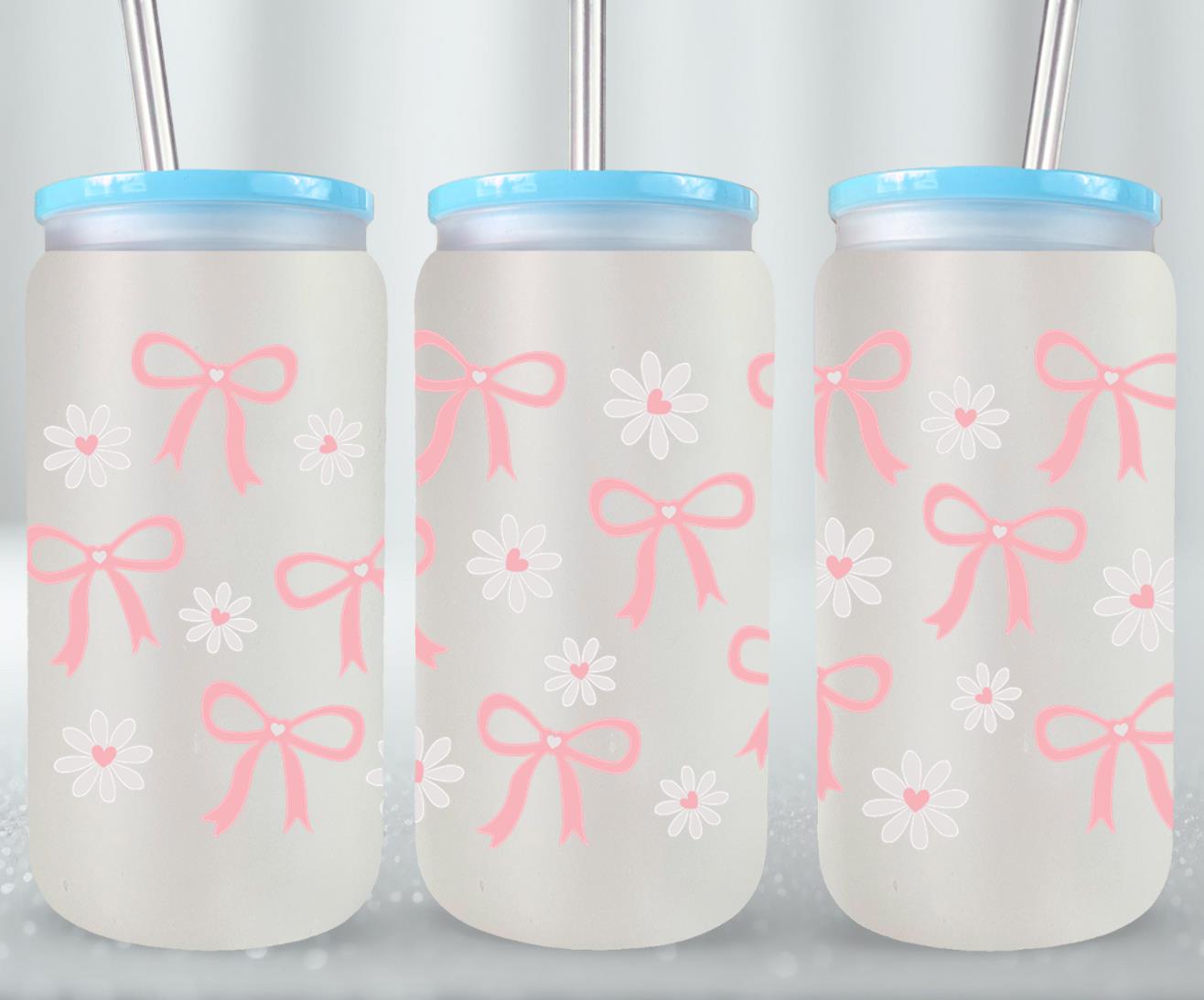 Bow Coquette and Daisy-10246 - glass can
