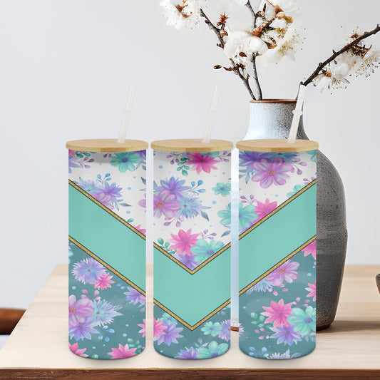 Green Vee Flower-10585 - glass can