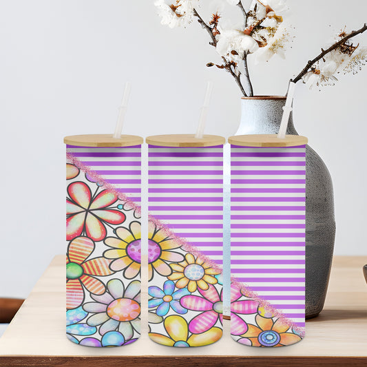 Flower Split Purple-10577 - glass can