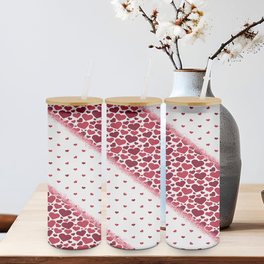 Stripe Hearts-10610 - glass can