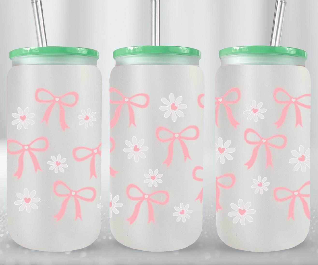 Bow Coquette and Daisy-10246 - glass can
