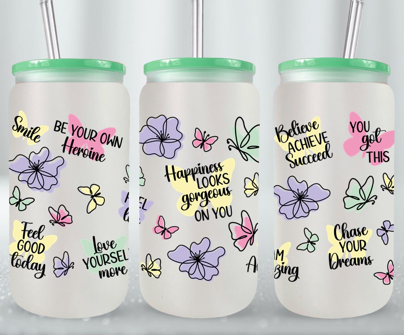 Happiness Looks Gorgeous on You - glass can