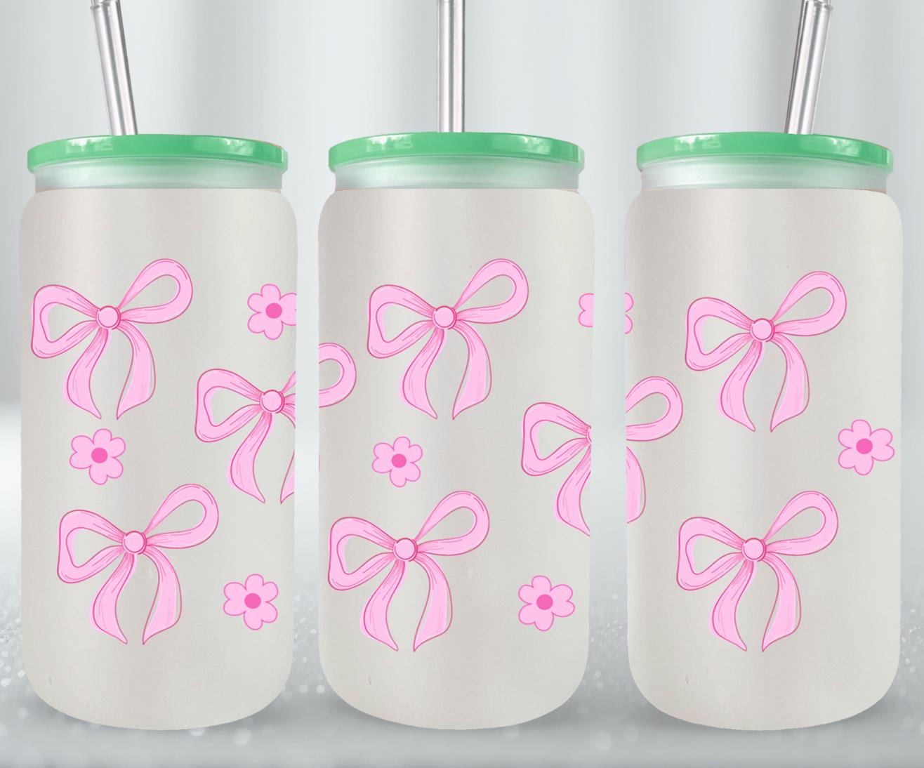 Pink Flower Coquette-10259 - glass can
