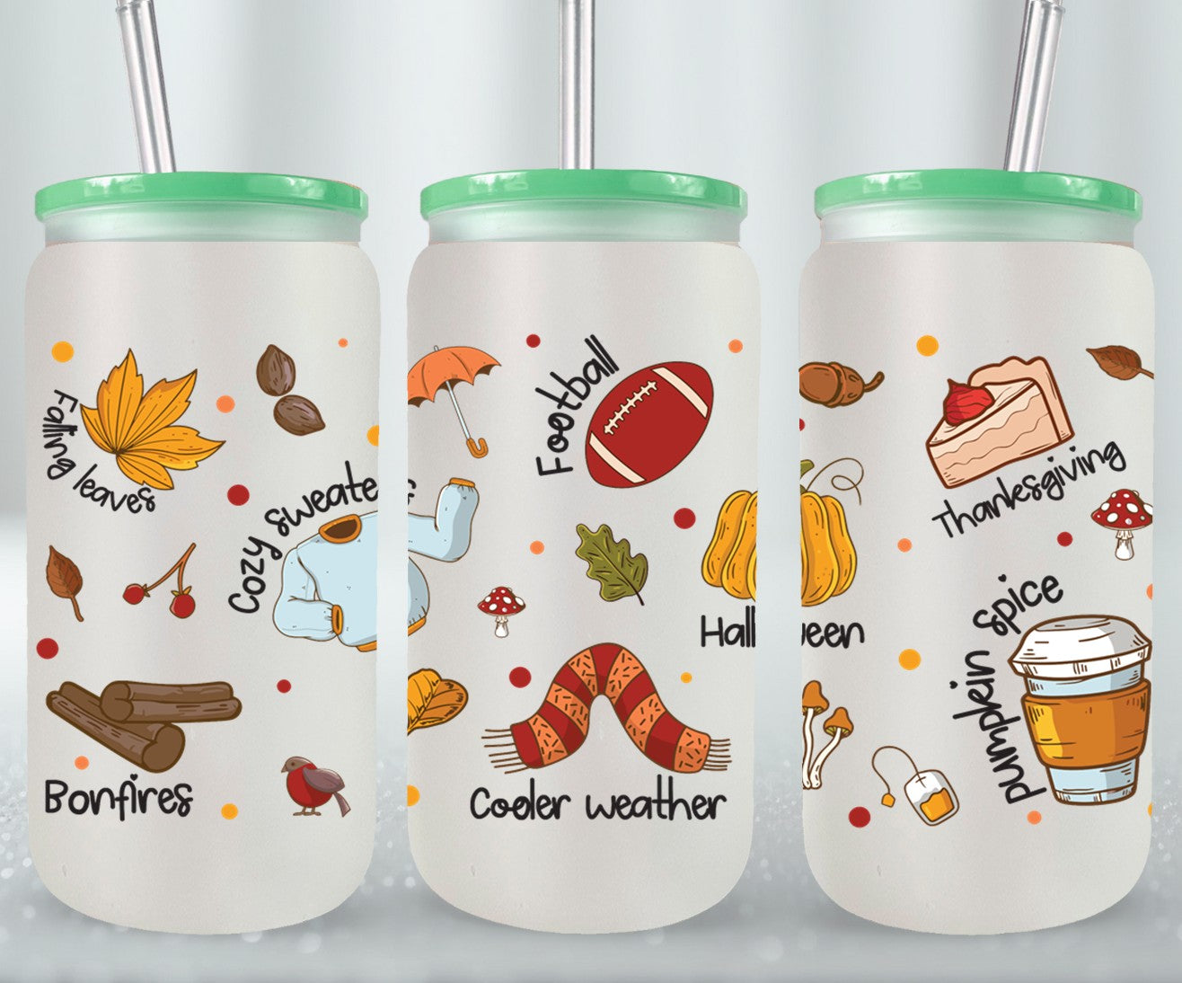 Autumn - glass can