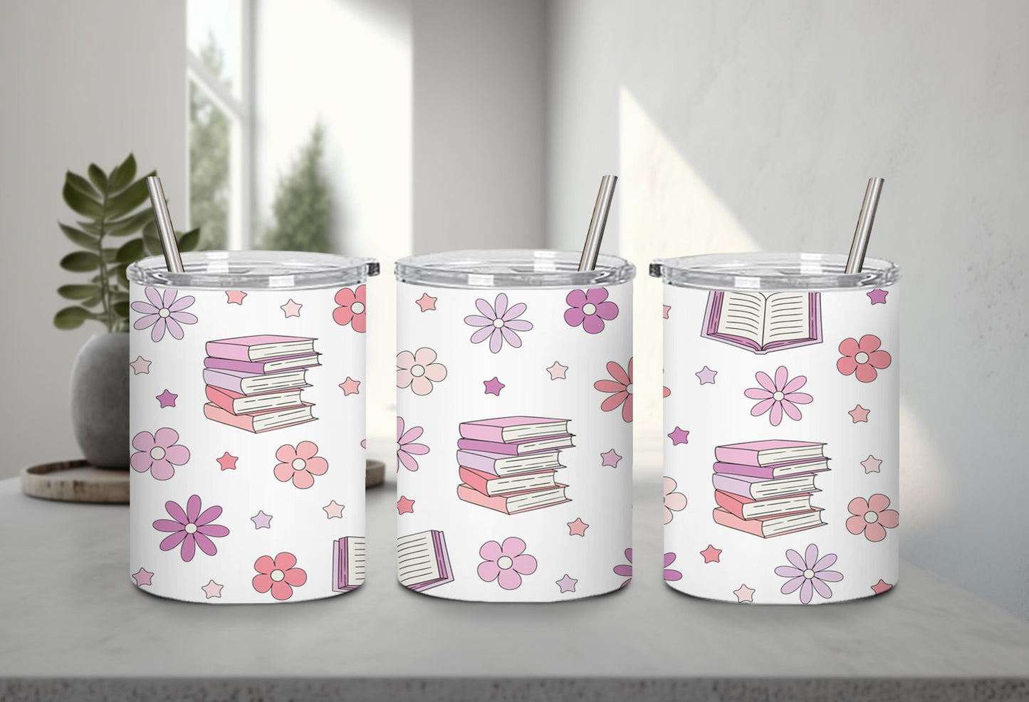 Books and Flowers 1-9971 - tumbler