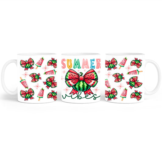 Summer Vibes Watermelon Coquette Bow-10672 - mugs