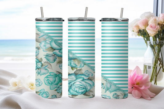 Flower Split Teal-10579 - tumbler