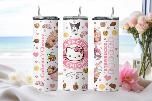 Cafecito y Chisme Pink Cat-8791 - tumbler
