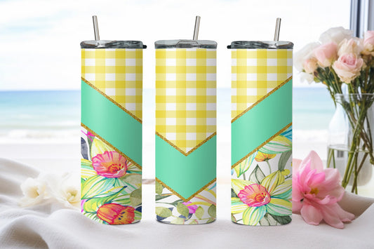 Check Flower Vee Slpit-10567 - tumbler