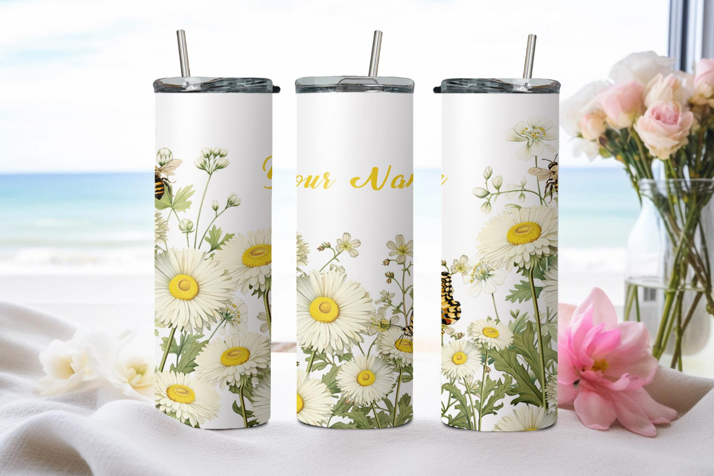 Personalized Birthday April Daisy - tumbler