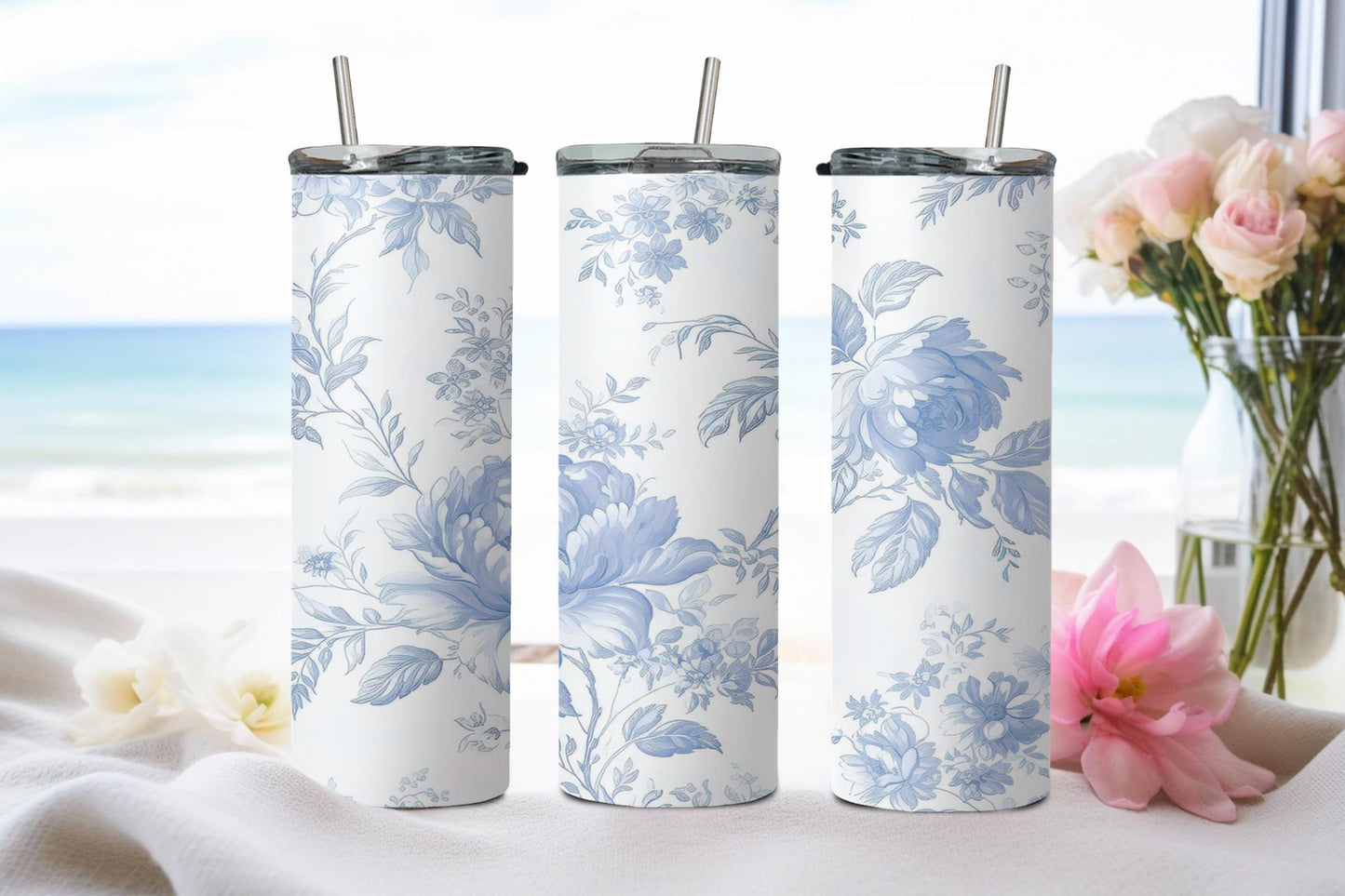 Blue Flower - tumbler