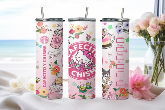 Cafecito y Chisme Pink Cat-8792 - tumbler