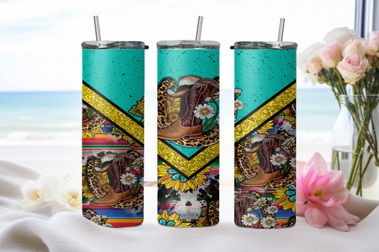 Cowboy Boots Vee Sunflower-10569 - tumbler