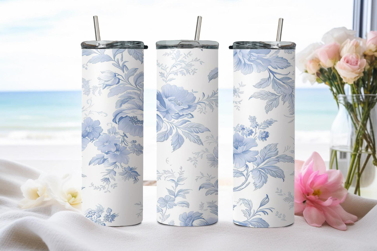 Blue Flower - tumbler