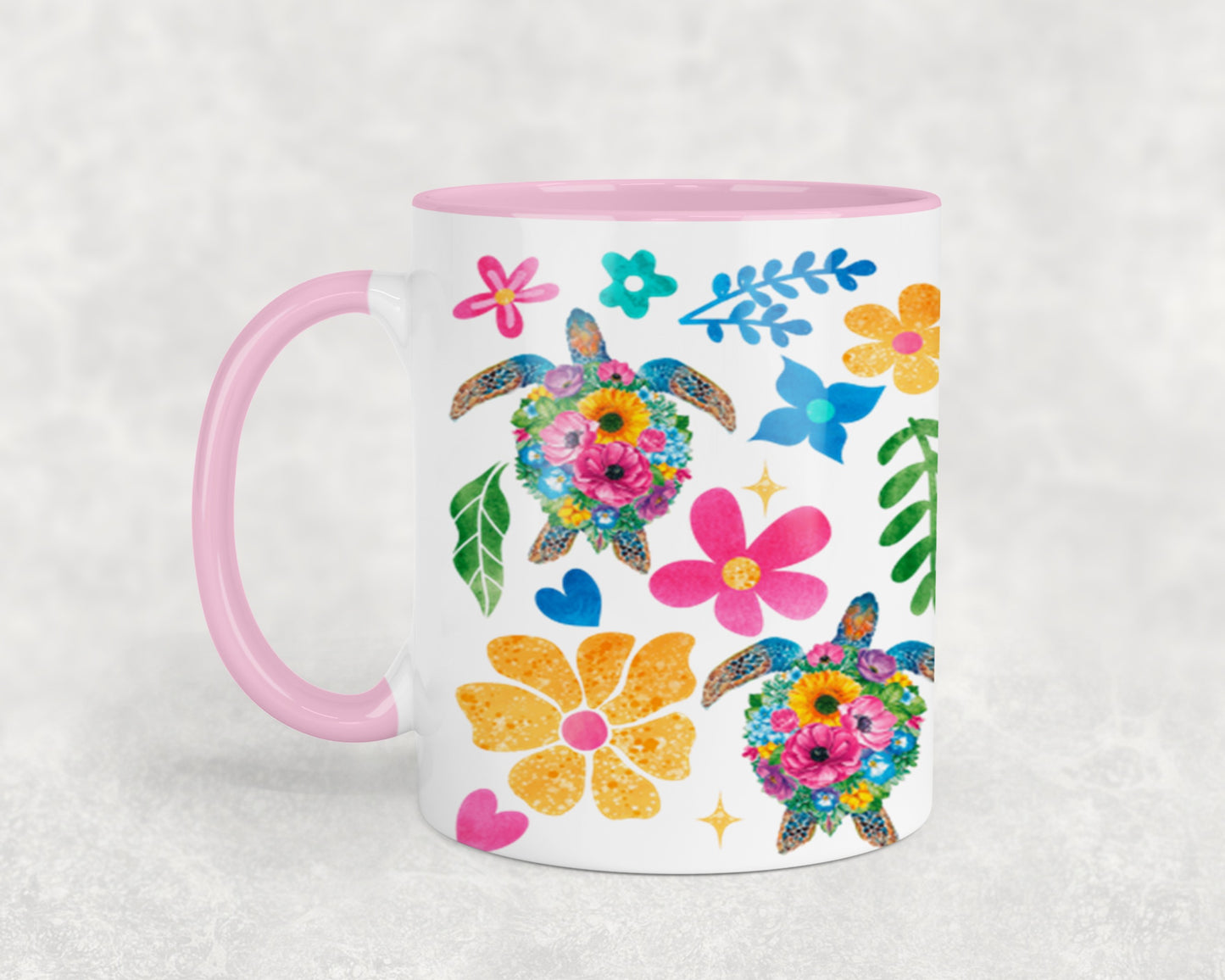 Boho Floral Sea Turtle-10660 - mugs