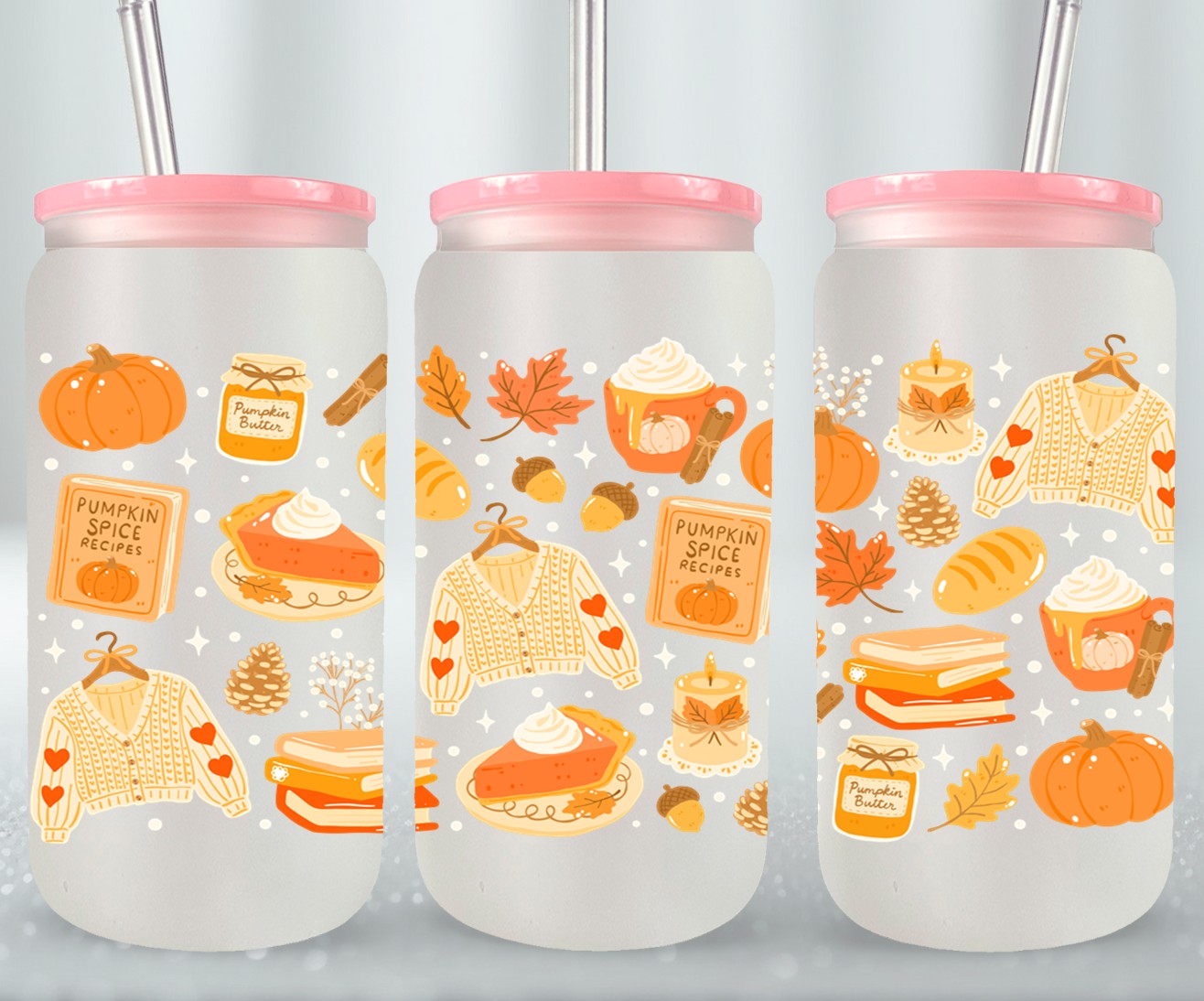 Autumn - glass can