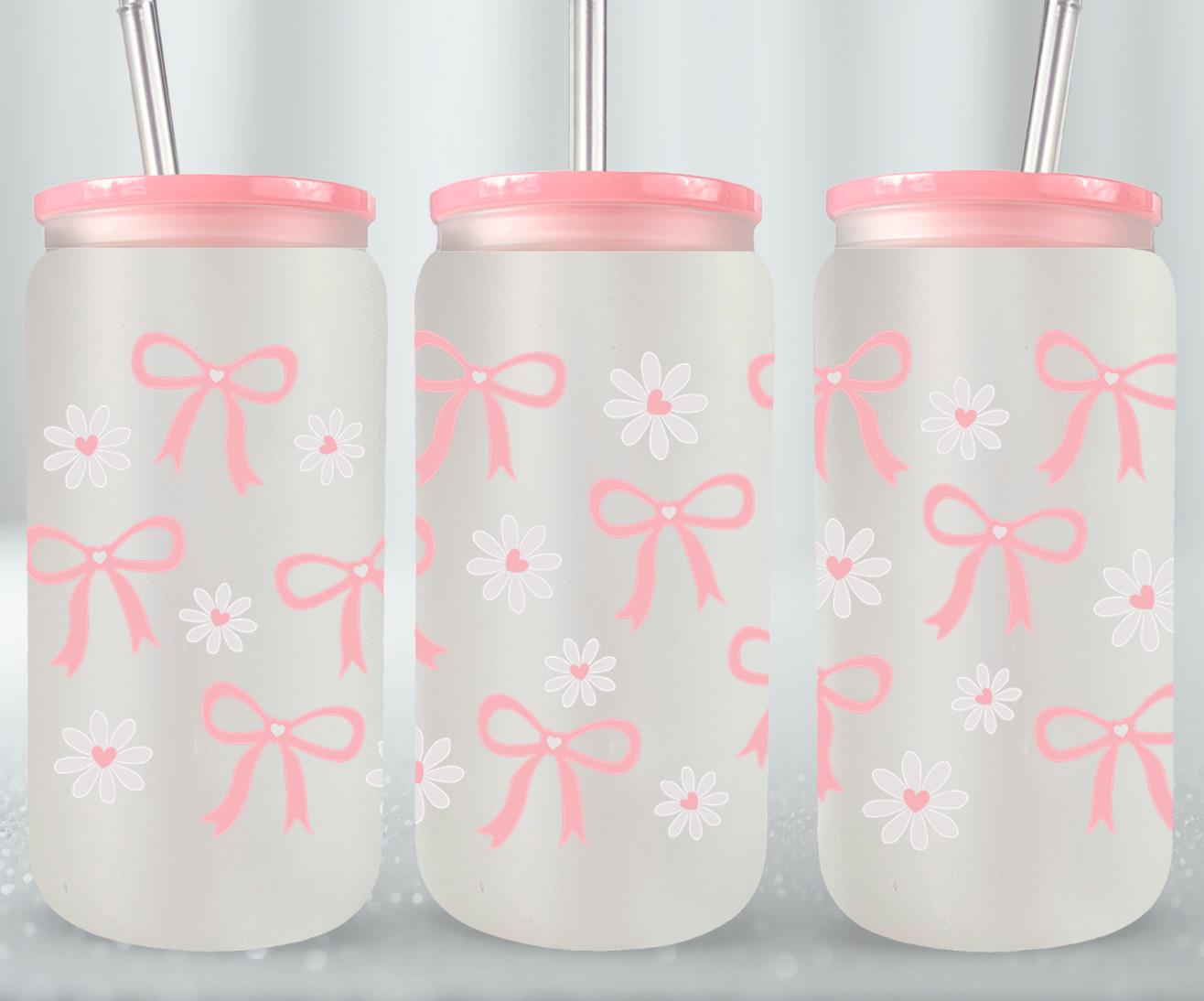 Bow Coquette and Daisy-10246 - glass can