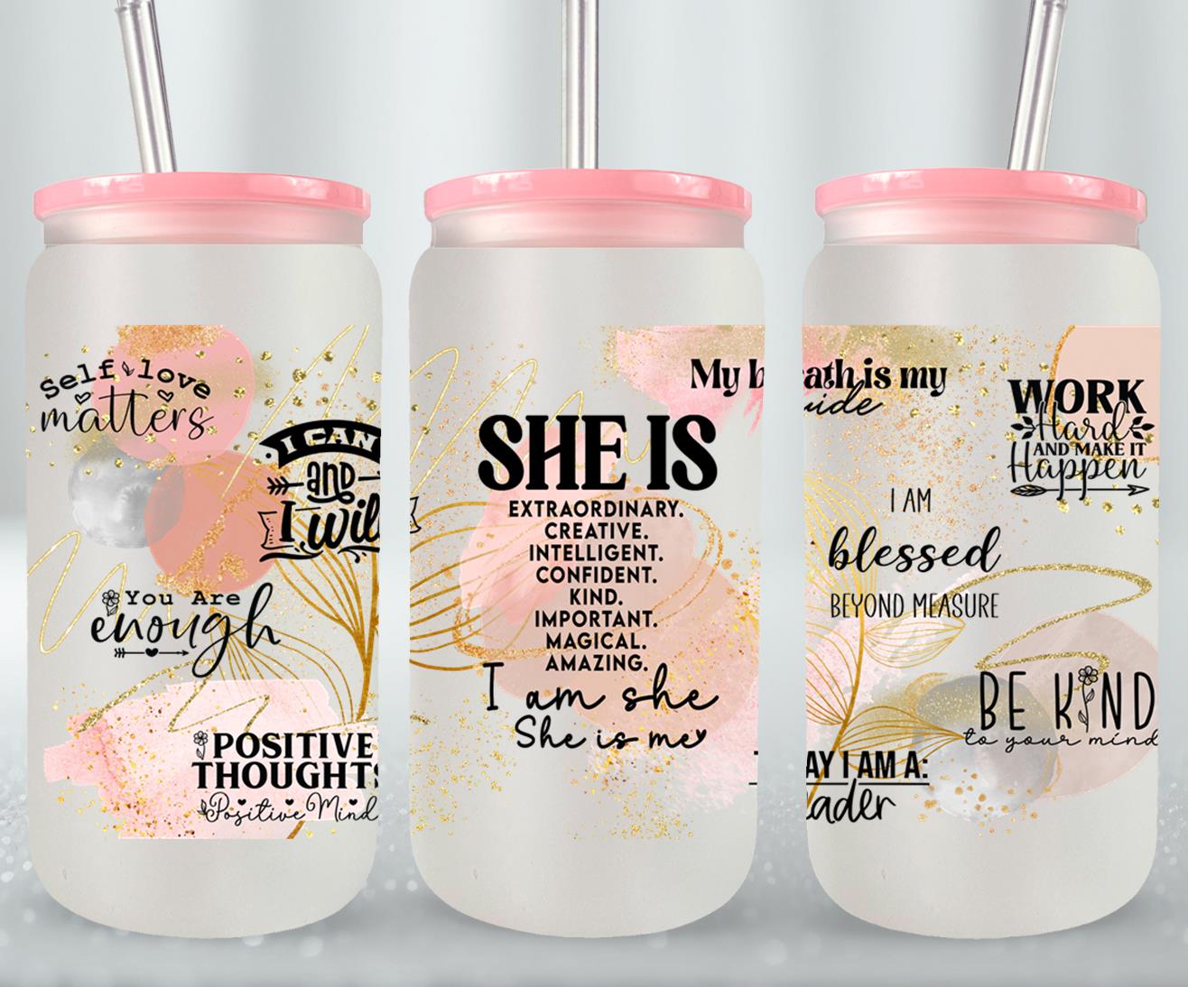 She Is - glass can