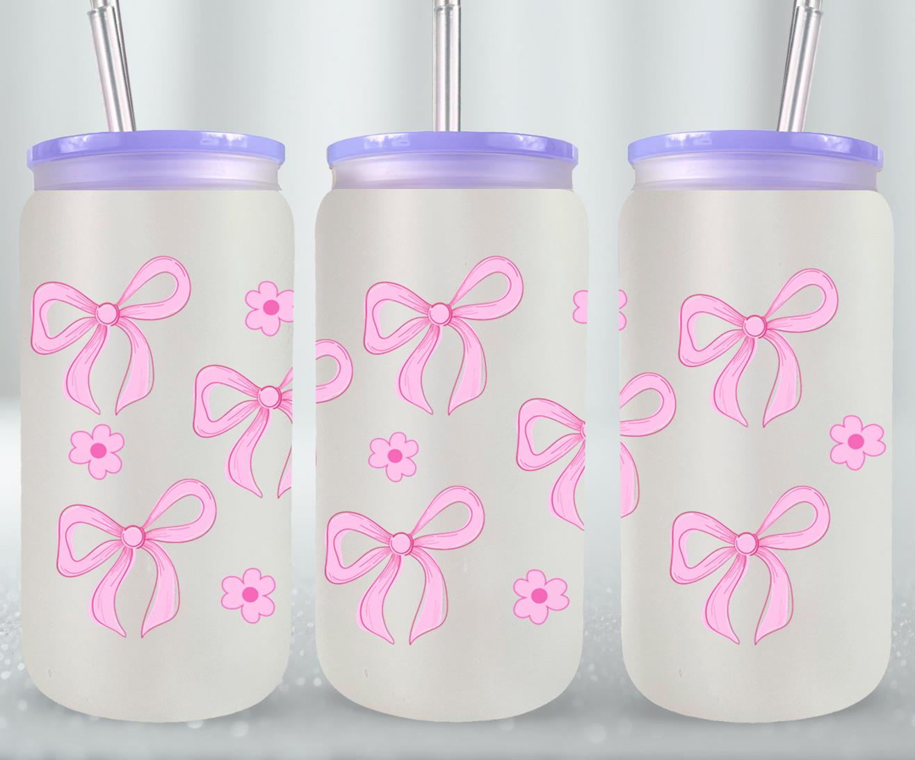 Pink Flower Coquette-10259 - glass can