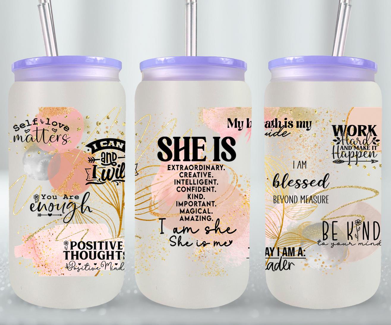 She Is - glass can