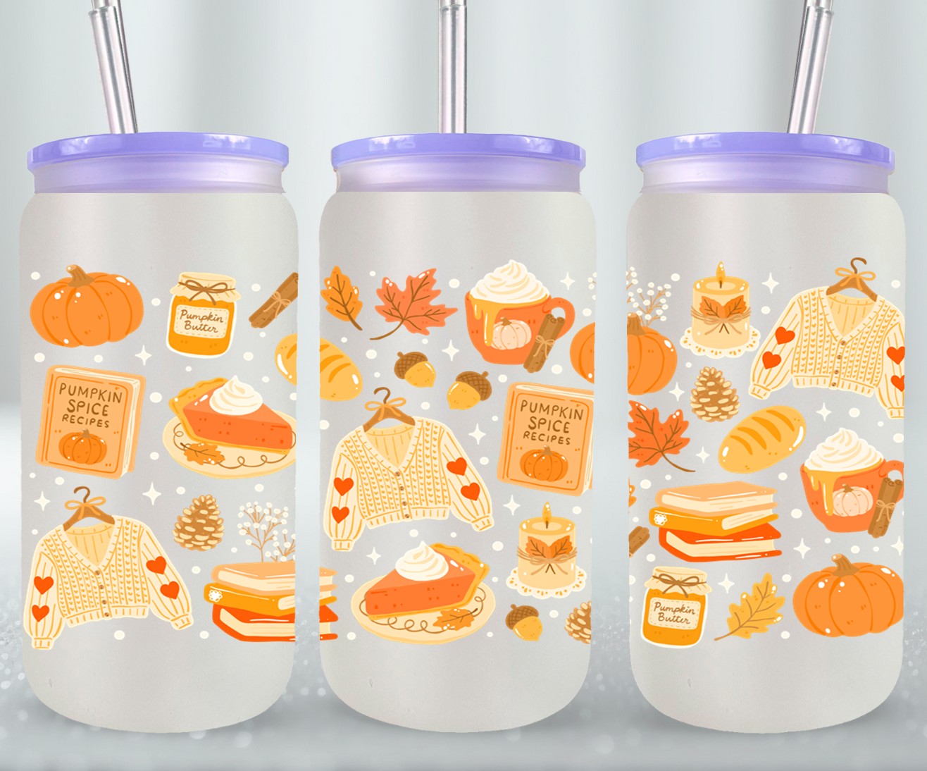 Autumn - glass can