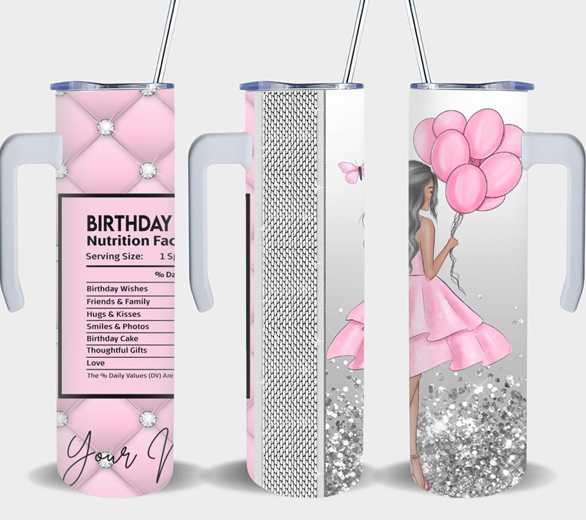 Personalized Birthday Girl Black Hair - tumbler