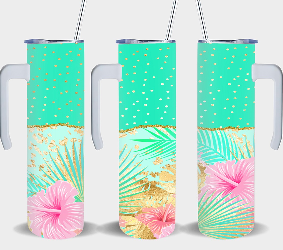 Teal Spot Flower - tumbler