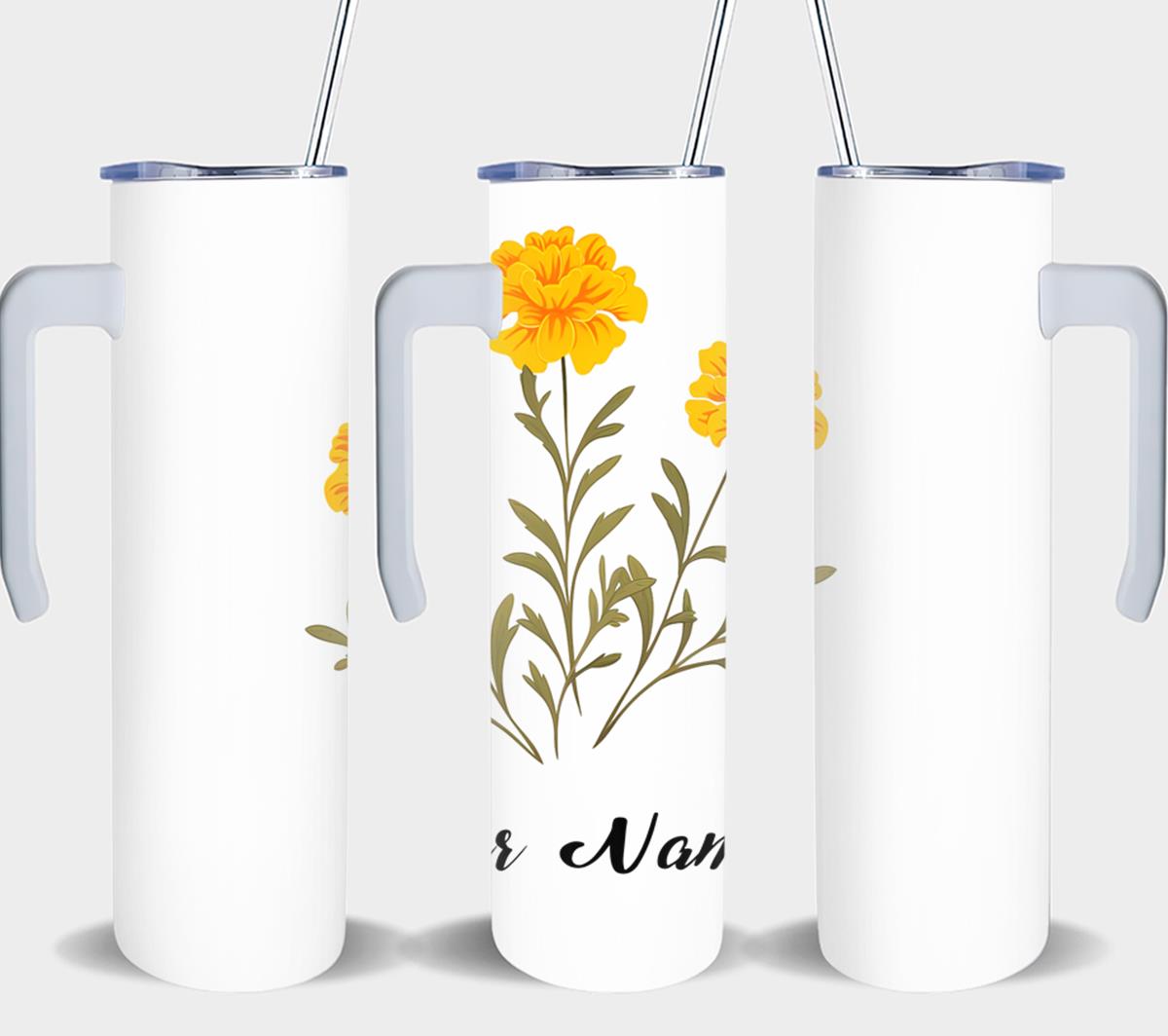 Personalized Birthday October Marigold - tumbler