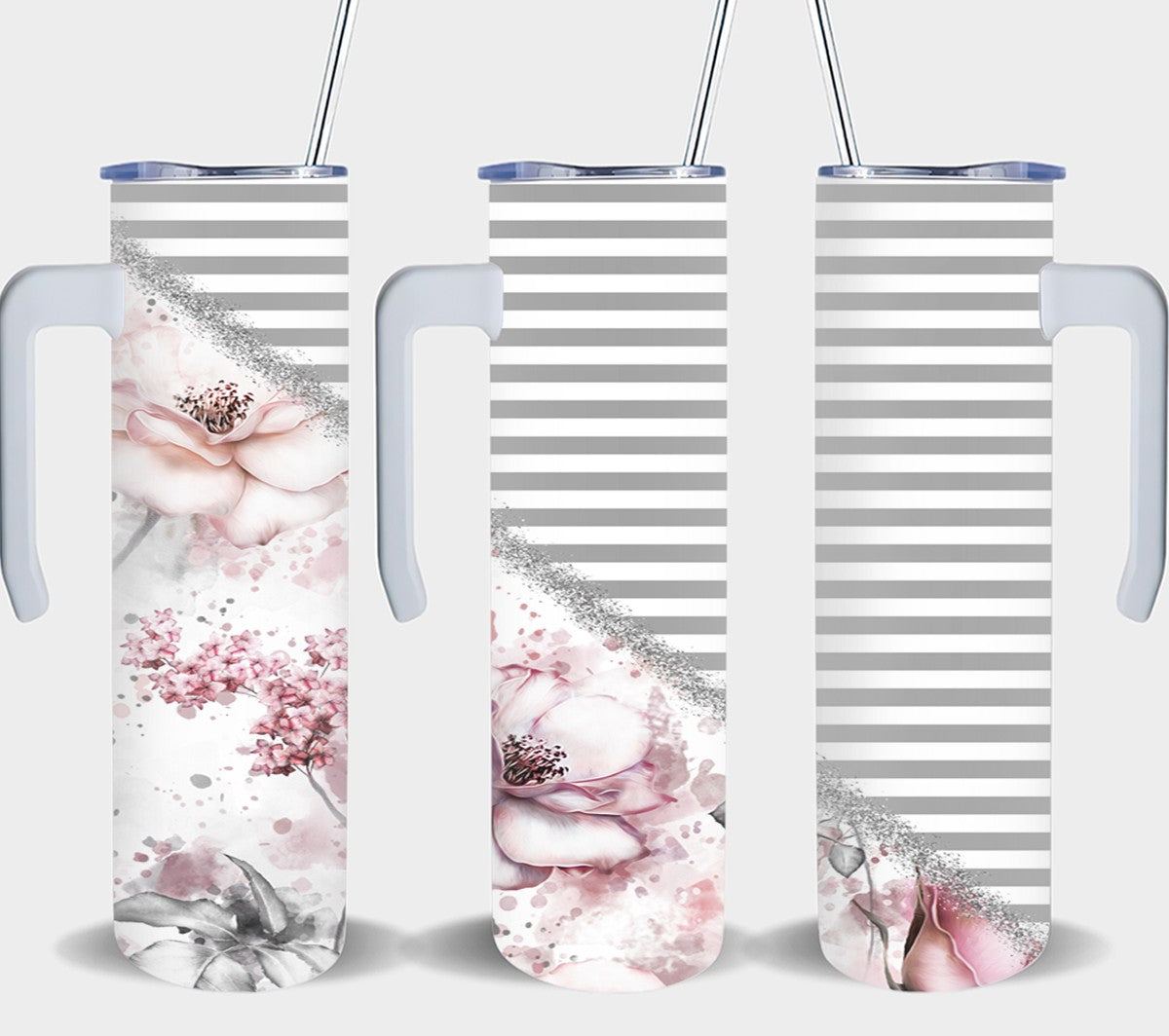 Pink Grey Flower-10595 - tumbler
