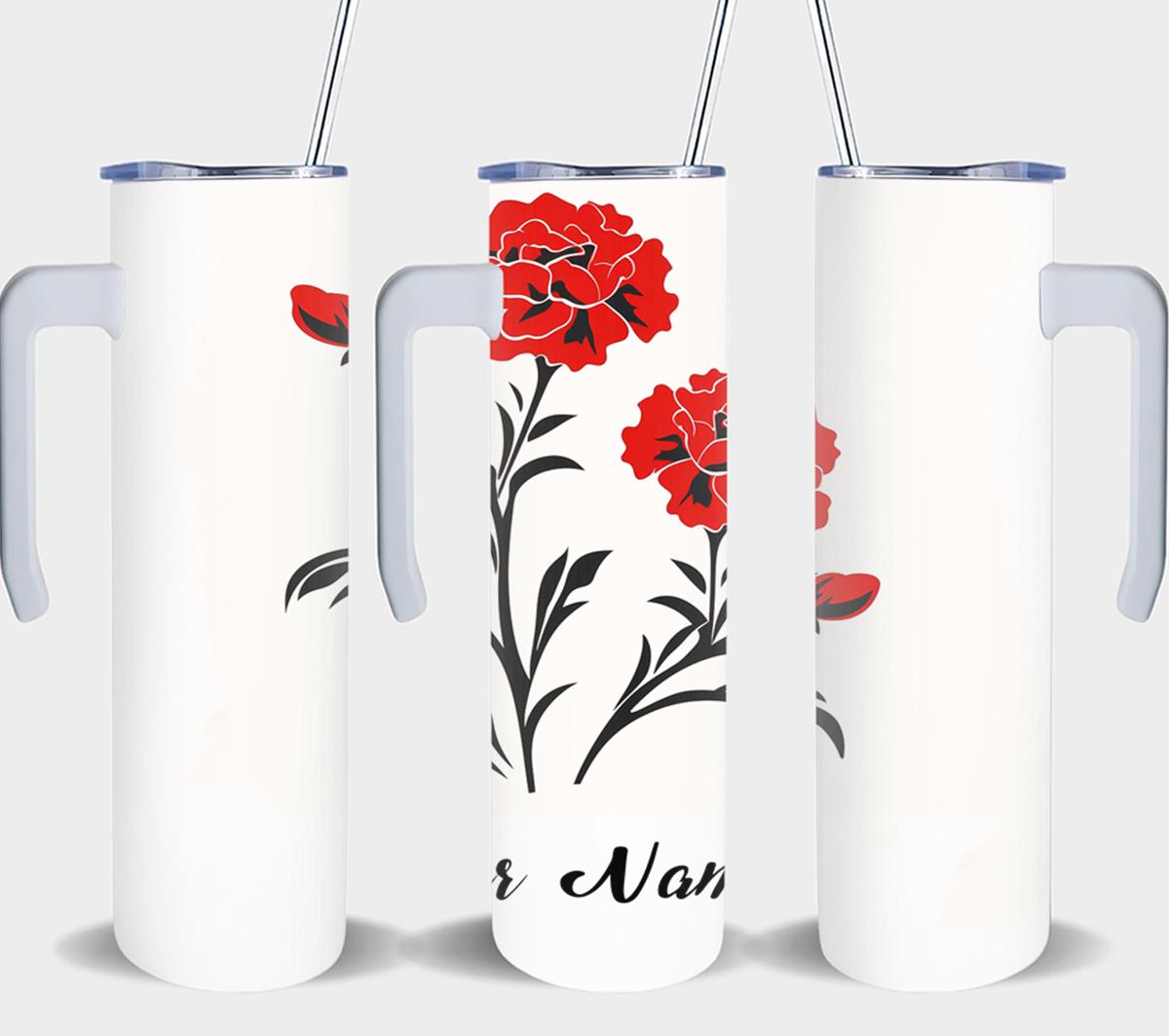 Personalized Birthday January Carnation - tumbler