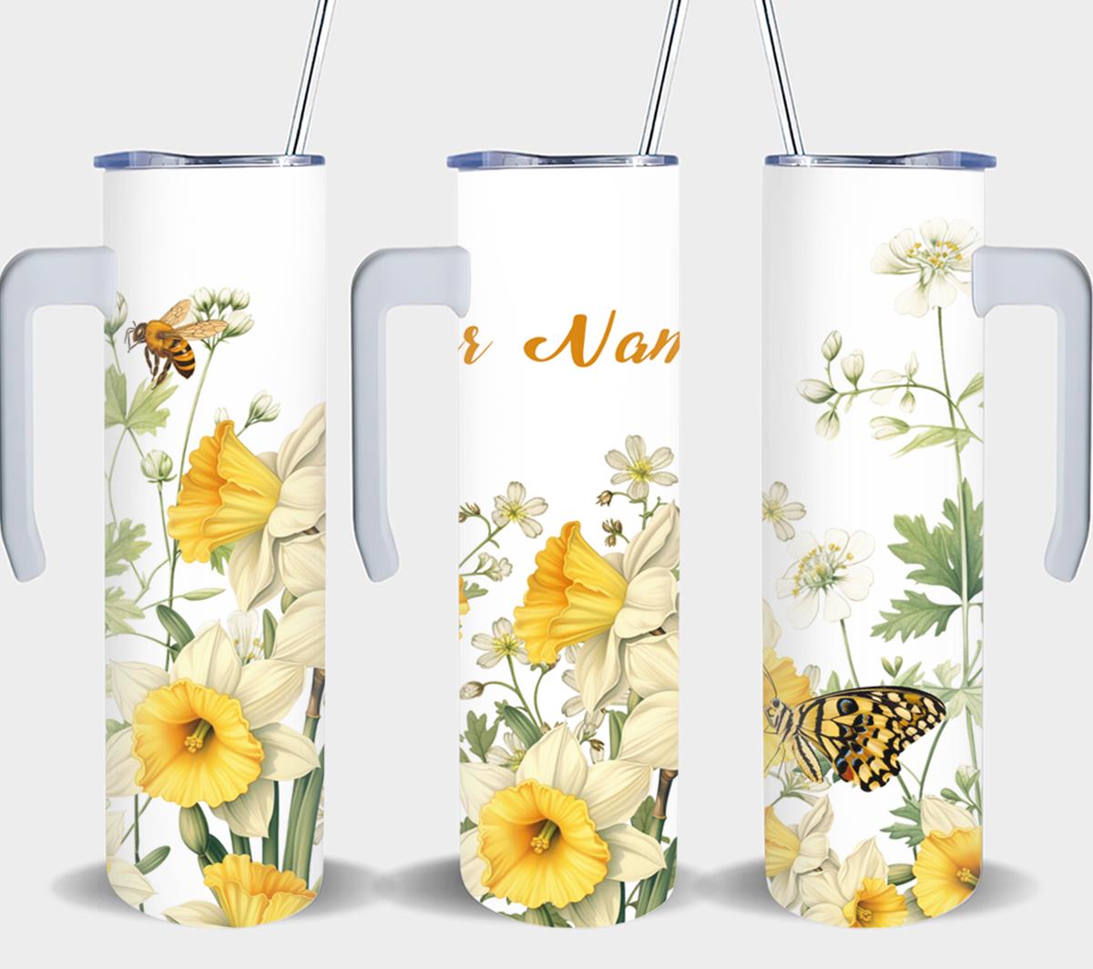 Personalized Birthday March Daffodil - tumbler