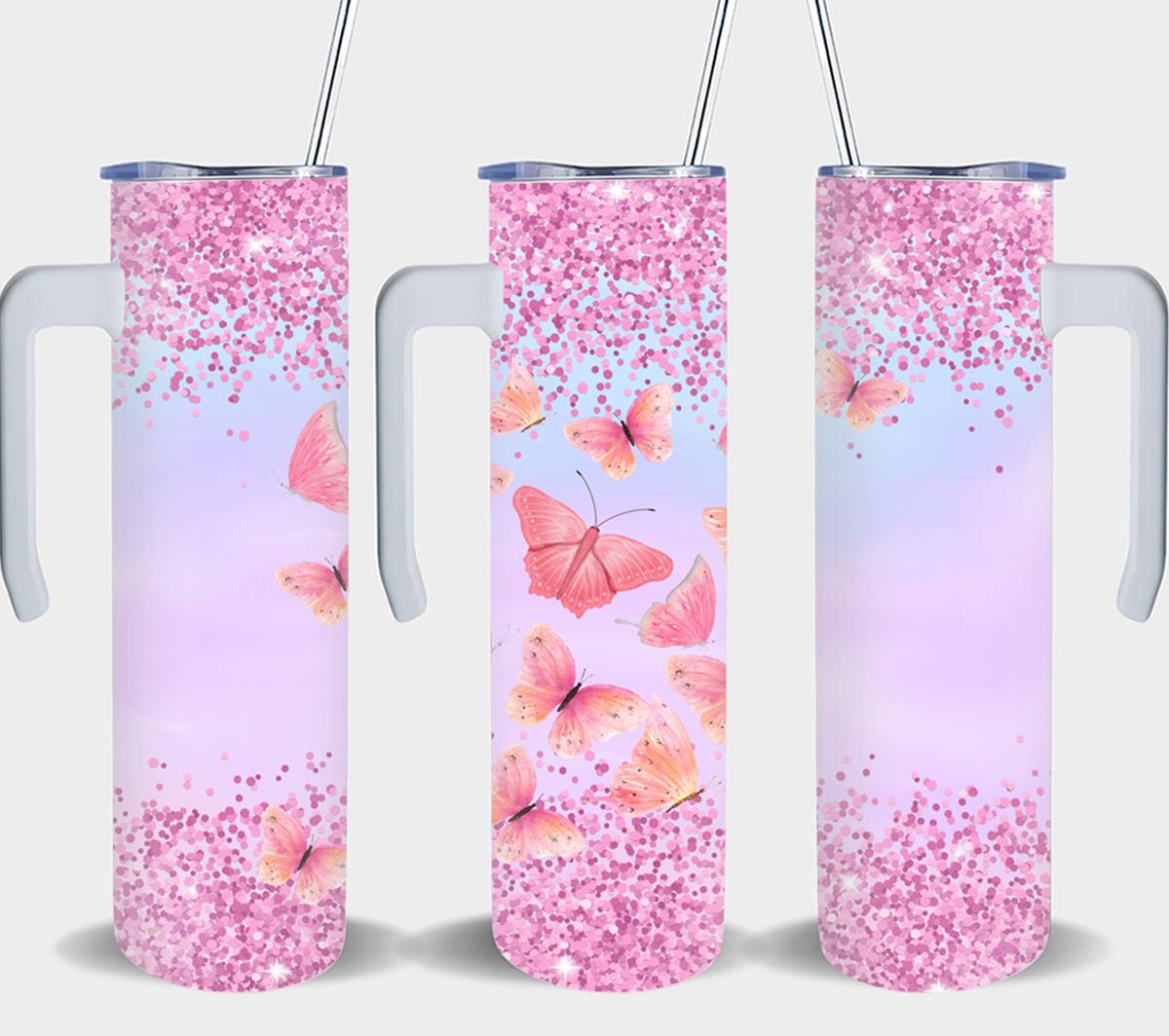 Butterfly Glitter Pink-8330 - tumbler
