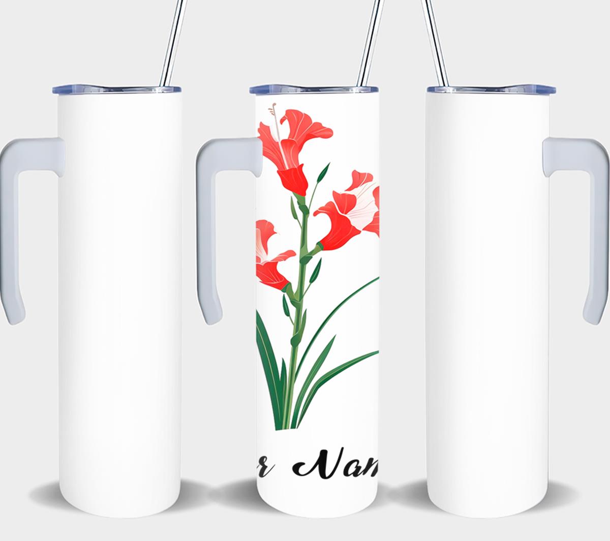 Personalized Birthday August Gladiolus - tumbler