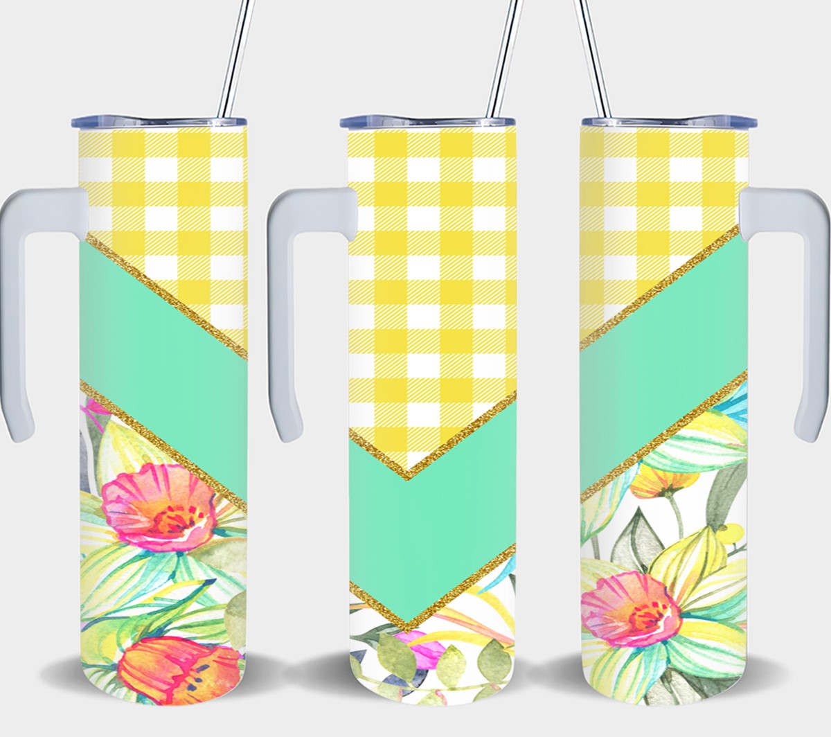 Check Flower Vee Slpit-10567 - tumbler