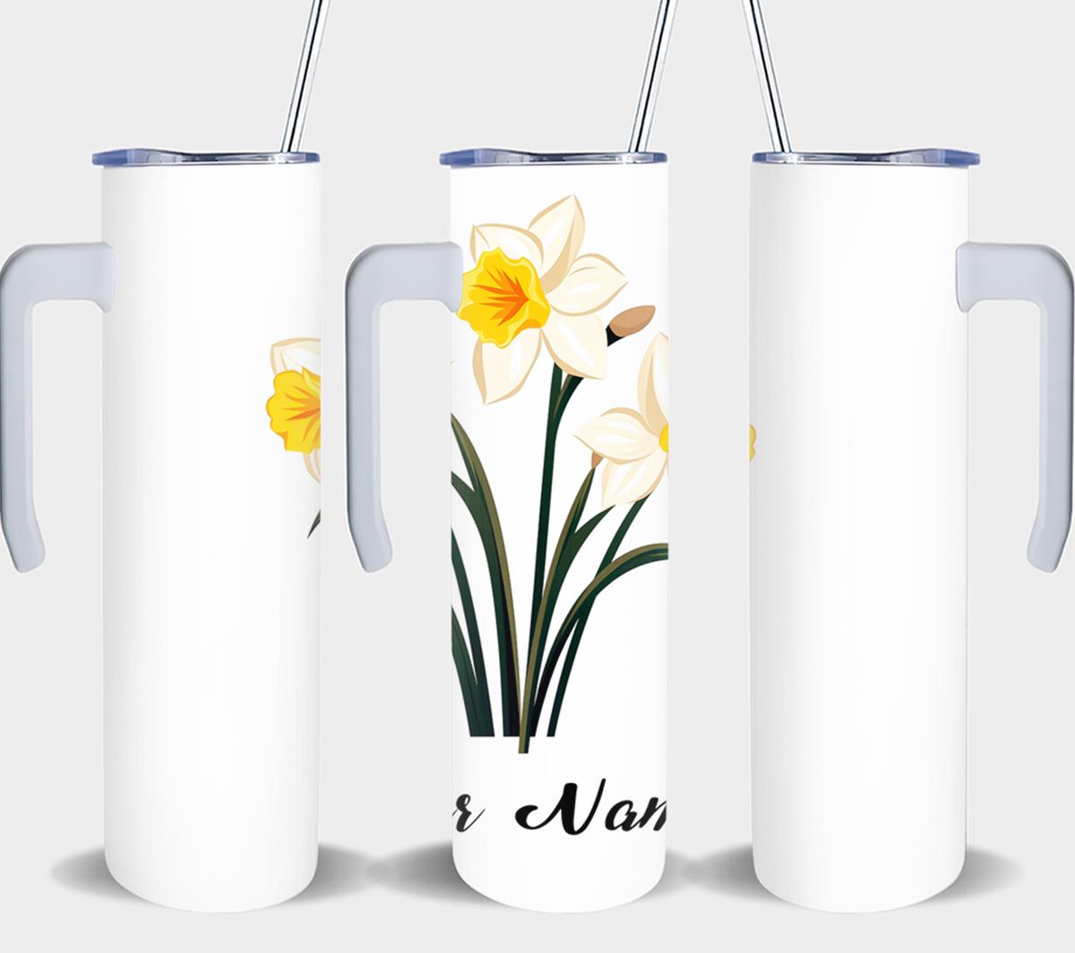 Personalized Birthday March Daffodil - tumbler