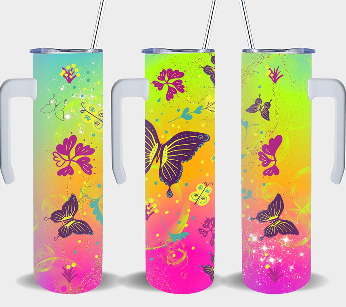 Rainbow Butterfly Neon-8340 - tumbler